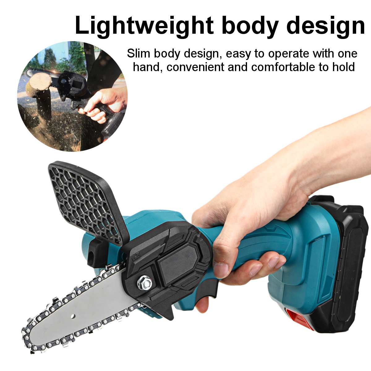 3000W 88VF 4 Inch Mini Electric Saw Chainsaw Garden Tree Logging Saw Woodworking Tools Wood Cutters with 2 Battery