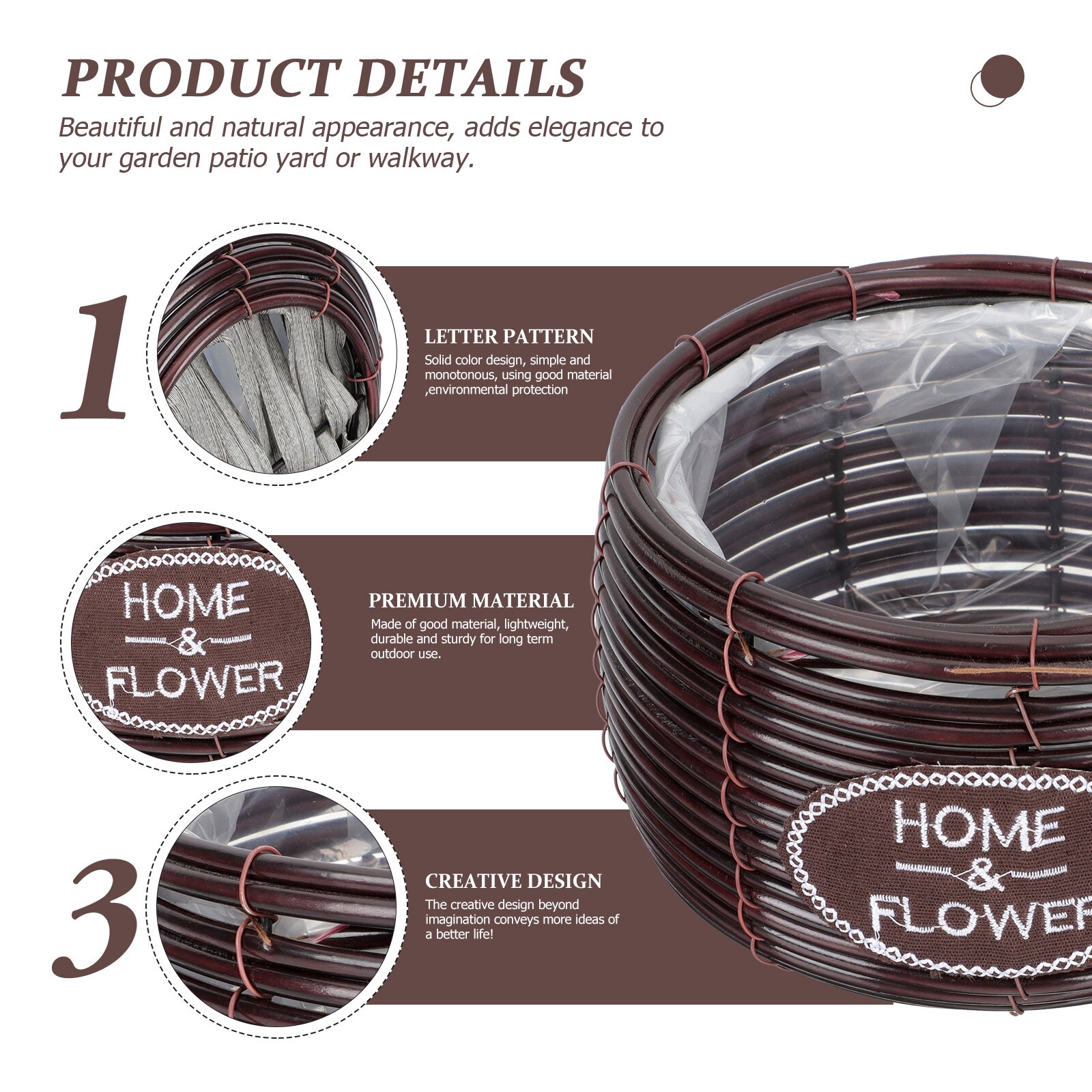 Maceta tejida, cesta creativa para plantar flores, contenedor para arreglos florales