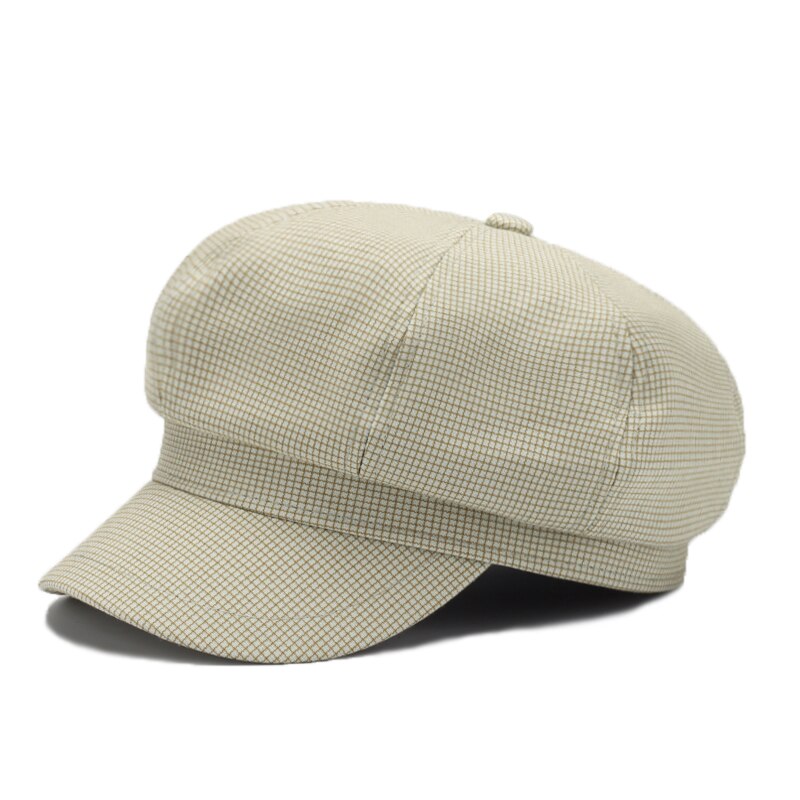 Kasket baret ottekantet hat til kvinder plaid avisdreng kasket vintage kasket kvinder bomuld dame hatte forår efterår gorras