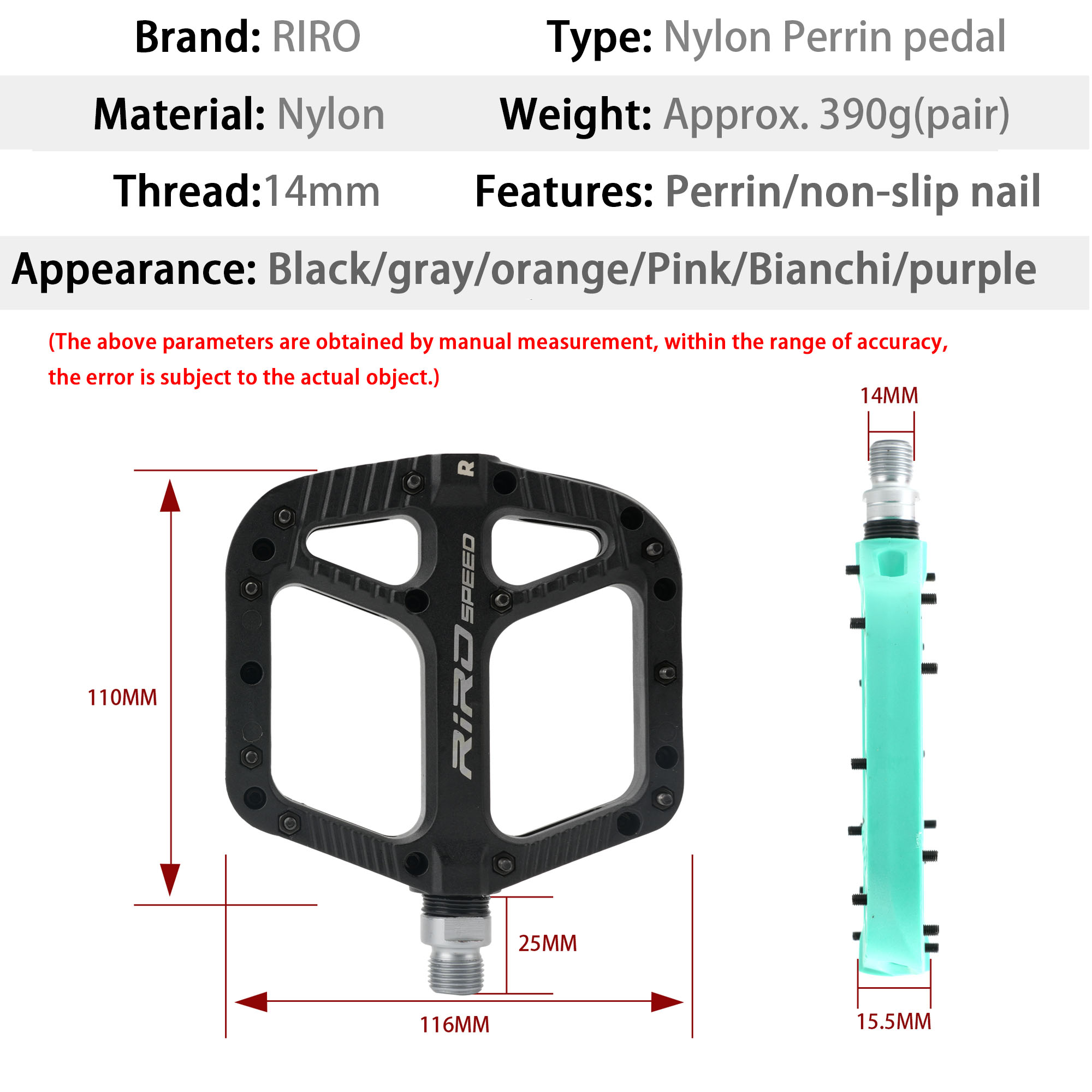 Pedales de bicicleta de montaña, rodamientos de sellado ultraligeros, pedales de bicicleta, pedales de plataforma plana de nailon para piezas de bicicleta de montaña bmx de carretera