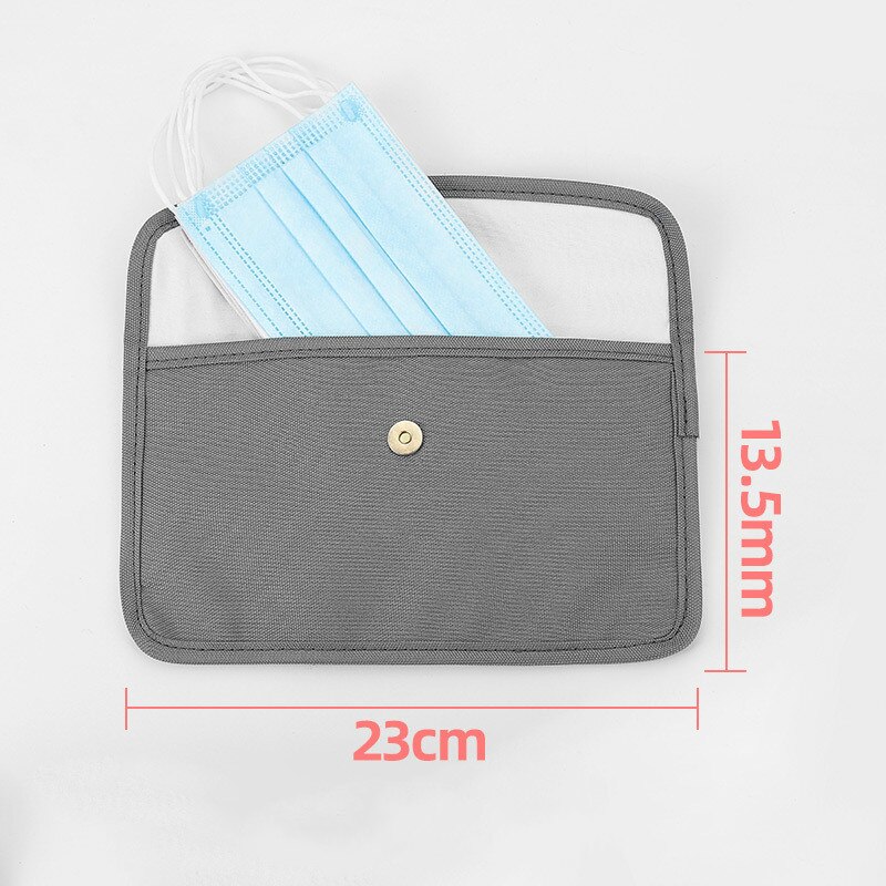 Mascarilla Portátil Bolsa de almacenamiento con hebilla bolsa de maquillaje portátil, para cosméticos, bolsa para viajes bolsa de tela de poliéster 23x13,5 cm funda para máscara: Dark gray
