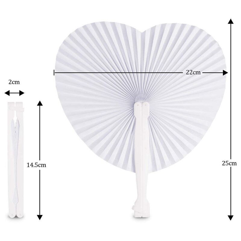 36 Pcs White Wedding Fan - Fans for Ceremony Invitations Heart Shaped Folding - White Wedding Fan Paper Heart Gadgets for Wedd