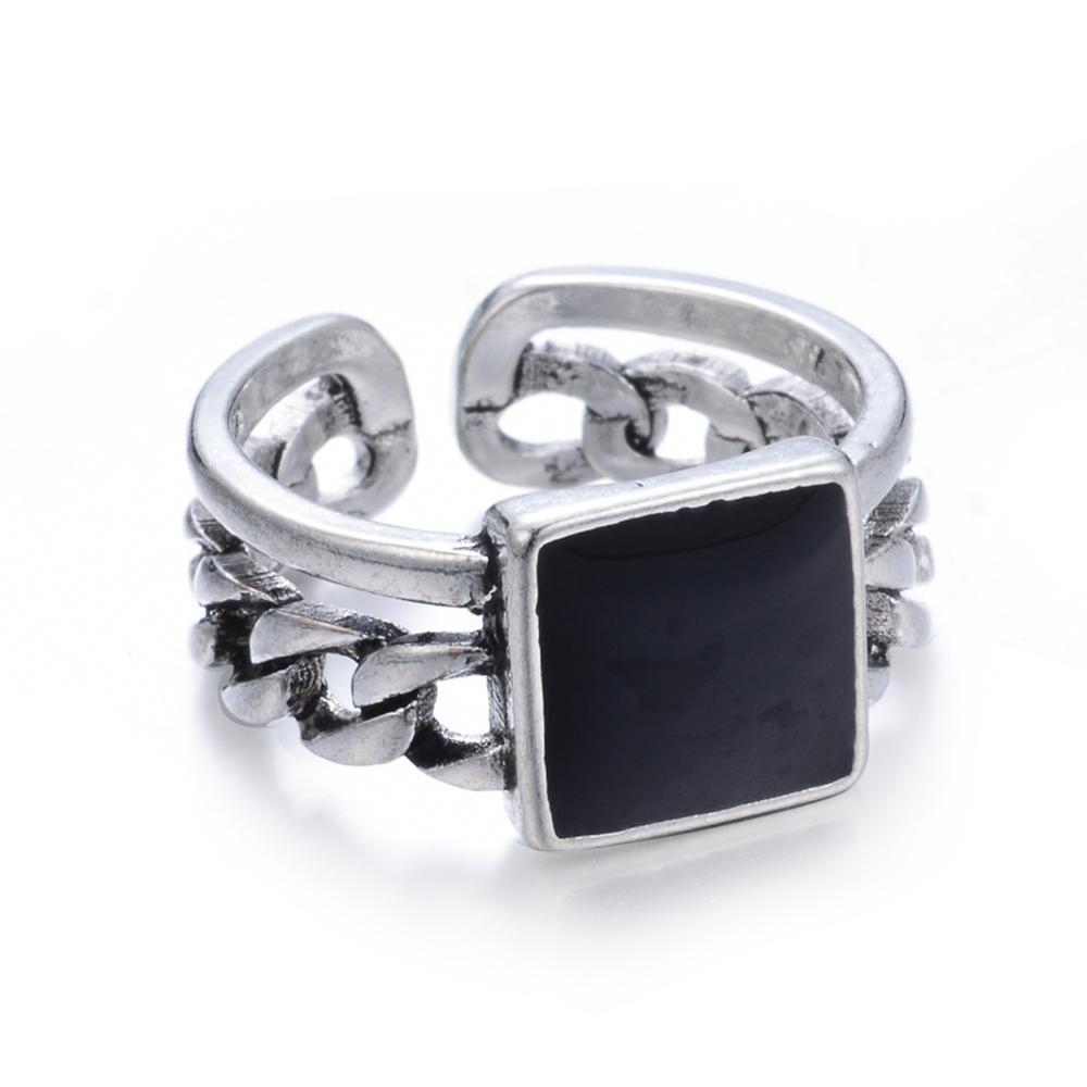 100% 925 argent Sterling à la carré noir hommes anneau bijoux pour homme d'anniversaire jamais fondu directe