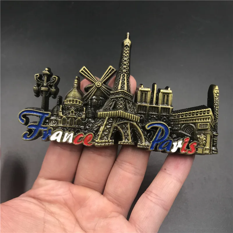 Reino Unido Italia Roma Notre Dame De París Francia Estados Unidos Qatar imán magnético de Metal para nevera Pizza Torre inclinada магнит