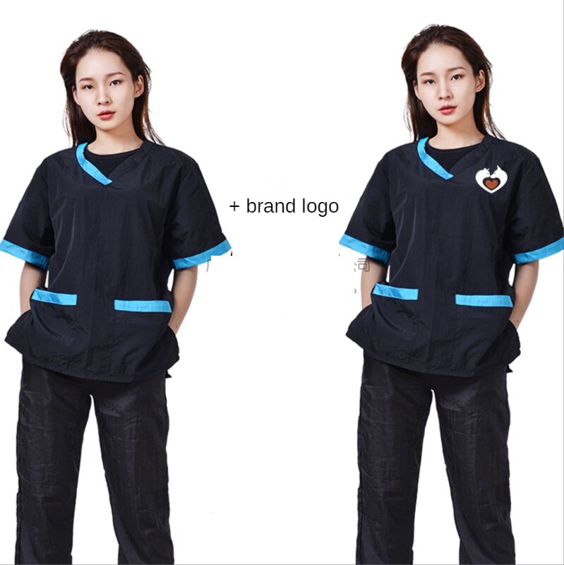 Pet shop groomer work clothes waterproof Anti-static Pet Work Clothes Apron for Dog Cat Hairdressing Grooming Smock G0921