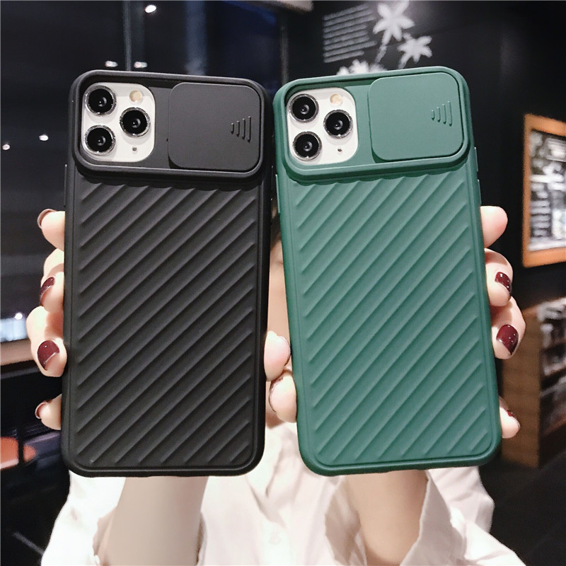 Funda protectora para teléfono con cámara deslizante para Iphone 11 Pro Max Xr Xs Max 6s 8 7 Plus funda trasera completa de silicona Tpu suave