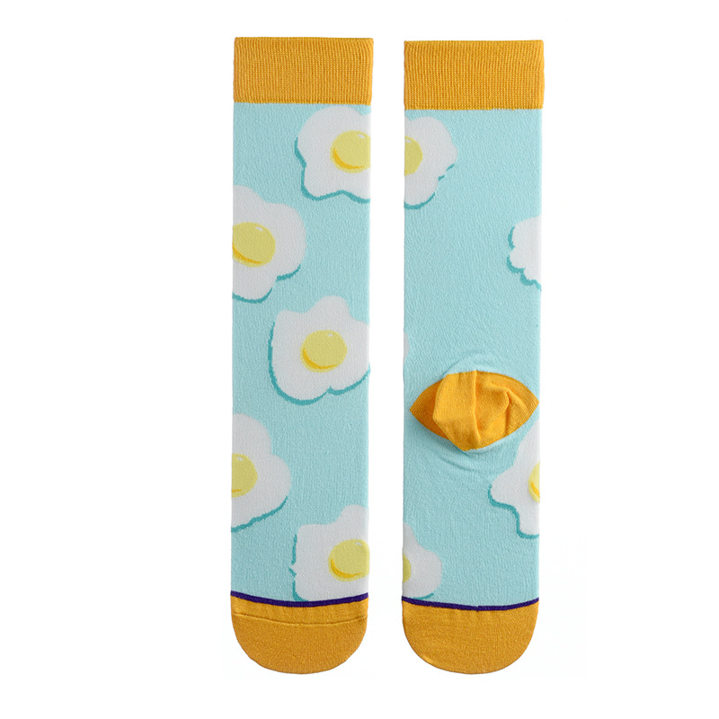 Söta damsockor tecknade djurmat fruktsockor kawaii roliga trendiga strumpor glada harajuku casual strumpor höst vårstrumpor: Beige