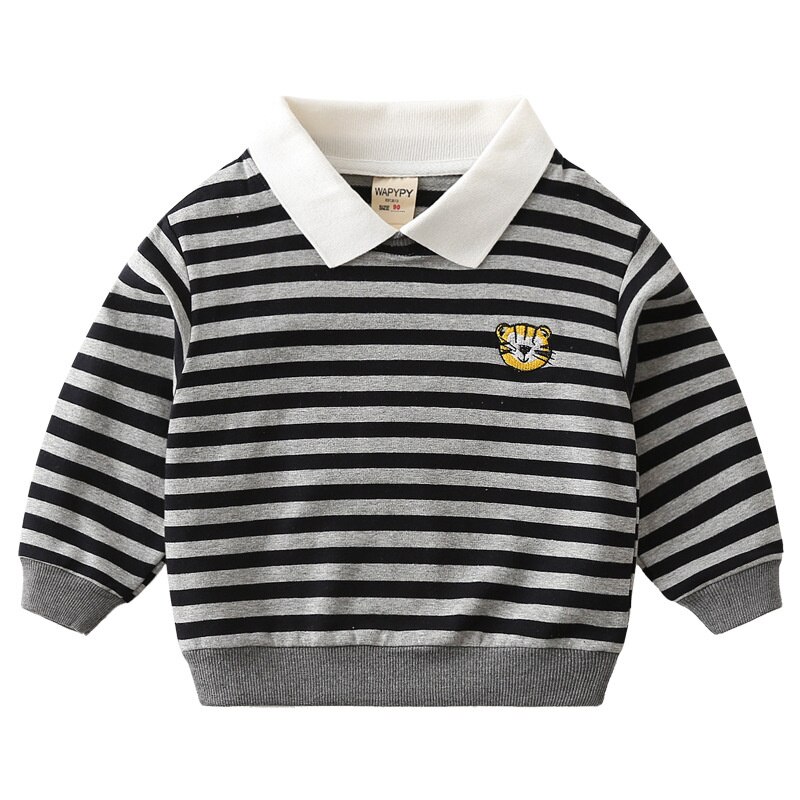 Moletom masculino com gola de gola para garotos lama, pulôver casual de algodão com gola, roupa para crianças primavera e outono