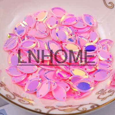 1000Pcs 6*13Mm Pvc Pailletten Cup Ovale Marquise Paillette Met 2 Gaten Acessorios 9 Ab Briljante Kleuren beschikbaar Confetti: Pink