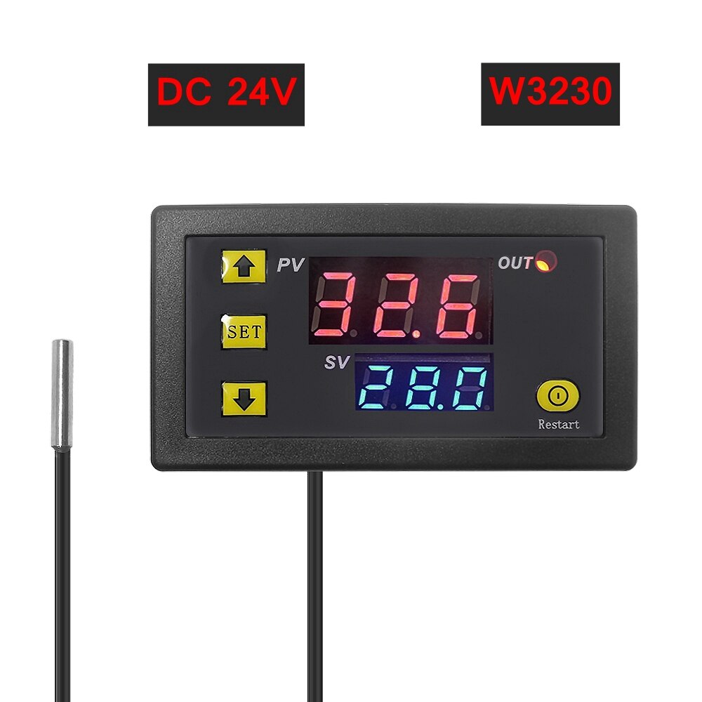 Digital Thermostat Regulator 10A Relay Temperature Controller LED Display Heating Cooling Control Switch Thermostat Instruments: W3230 DC 24V