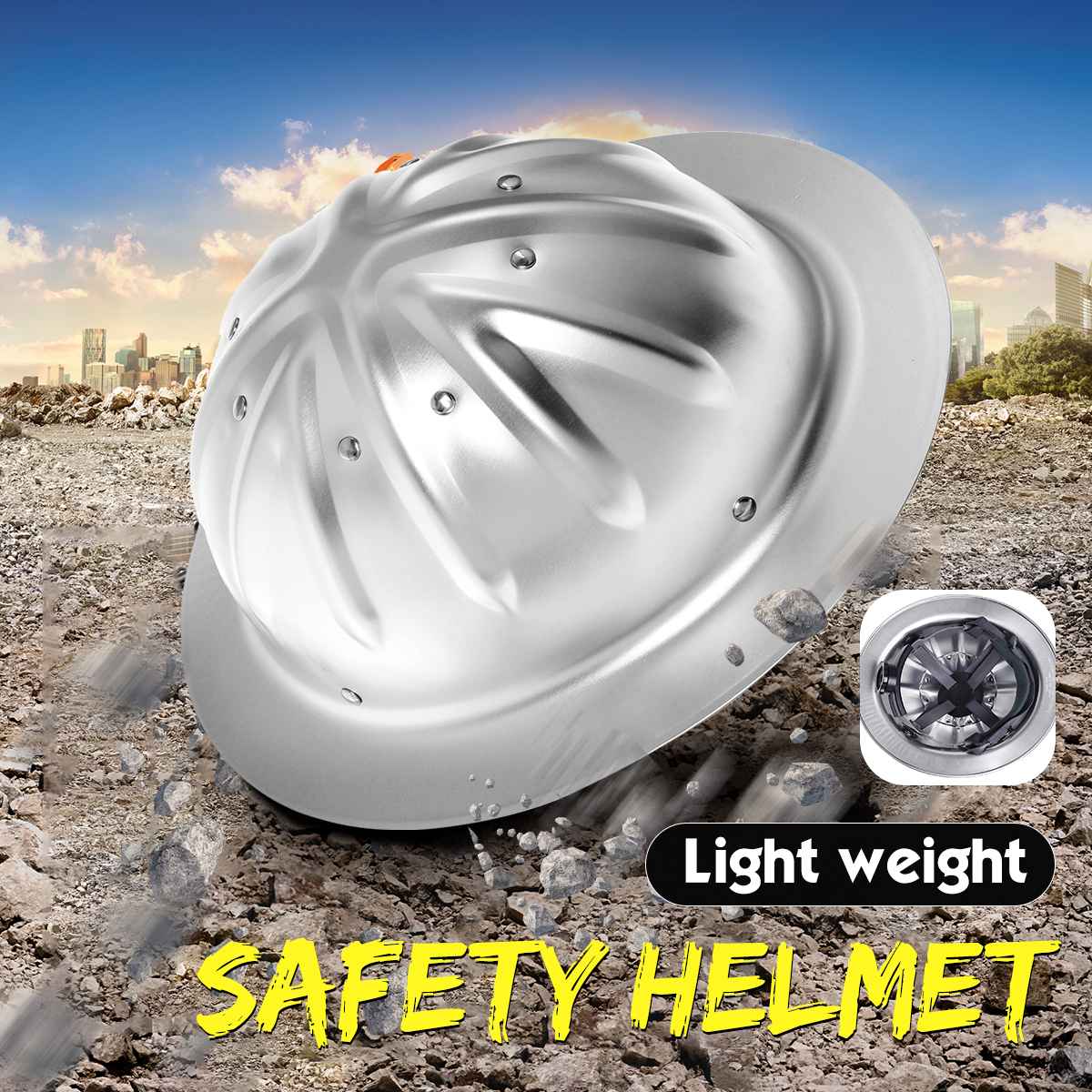Aluminum Alloy Safety Helmet Wide Brim Hard Hat Lightweight Metal Helmet for Construction Railway Metallurgy Mine Work Cap