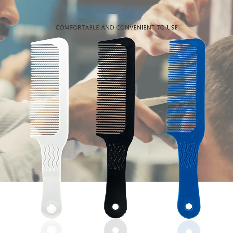 Peine de corte de cabeza plana para hombre, peine de corte de pelo antiestático, cepillo de corte de pelo de dientes anchos, accesorios profesionales para peluquero y salón, 1 ud.