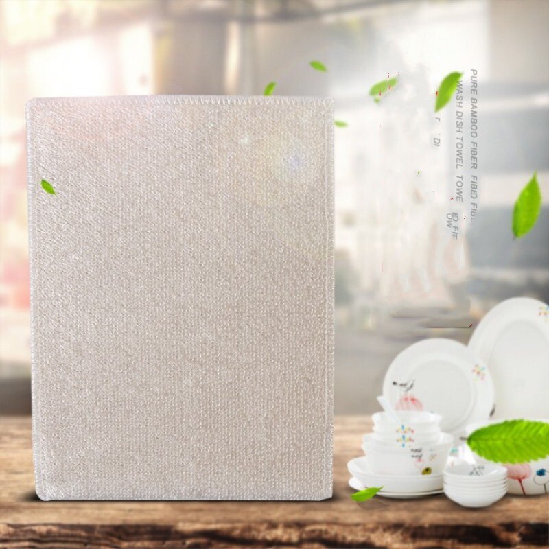 Anti-Grease Bamboo Dish Cloth Kitchen Cleaning Cloth Washing Towels Magic Micro Fiber Wiping Rags Dishcloth Scouring Pad
