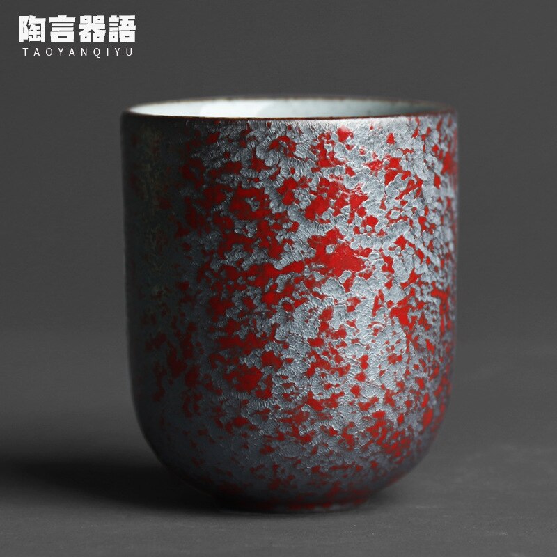 Japansk stil vintage groft keramik te kop ovn bagt sort guld og sølv håndlavet kung fu te tekop 130ml: D
