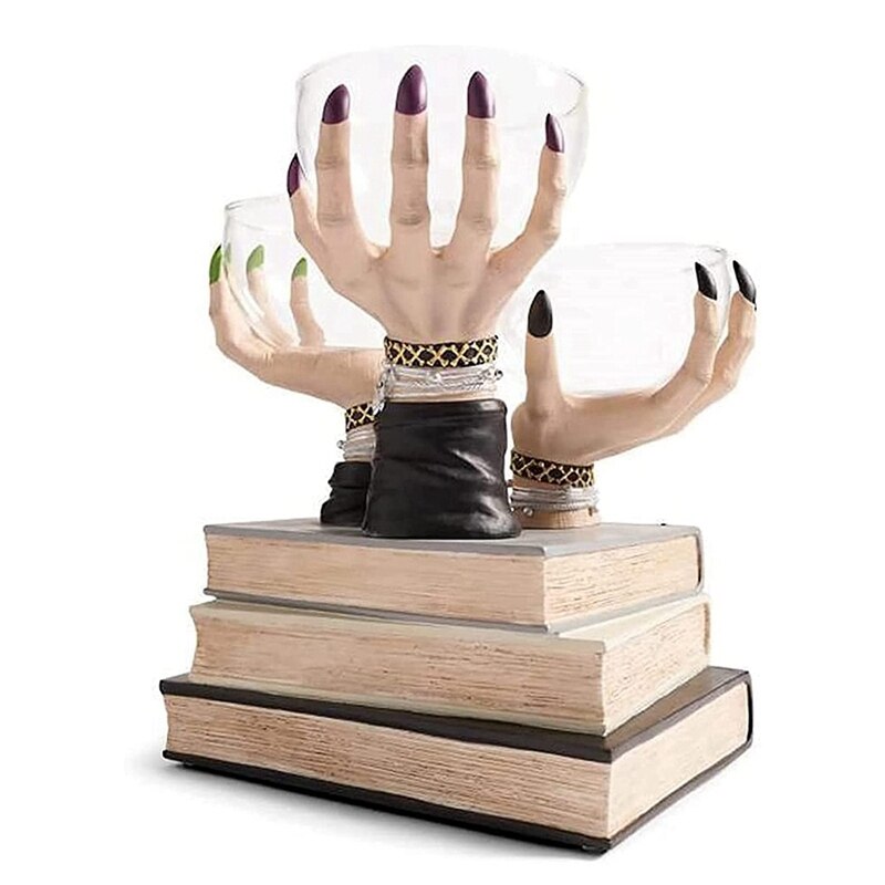 3 sztuk Halloween czarownica ręcznie uchwyt robić miski rzemiosło żywiczne przekąska deserowa przechowywania żywicy blać dekoracje (bez książek)