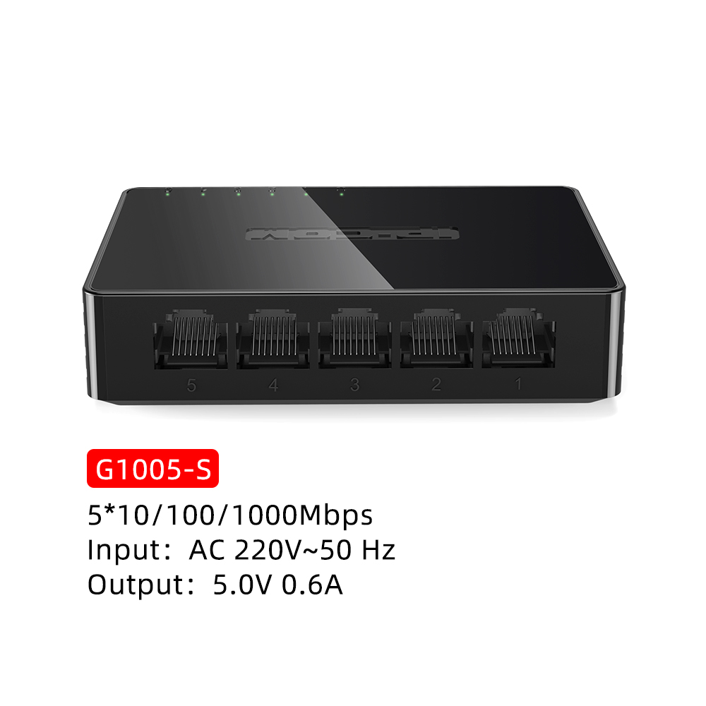 IP-COM 5 Port Gigabit Switch 10/100/1000Mbps RJ45 LAN Ethernet Fast Desktop Network Switching Hub Shunt: 5 Port 1000M