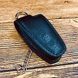 Læder bil nøgle taske nøgletaske med nøglering til glc 260l c200l gle /b200 gla / cla w205 w203 w210 w21 bil fjernbetjening nøgletaske: Sort