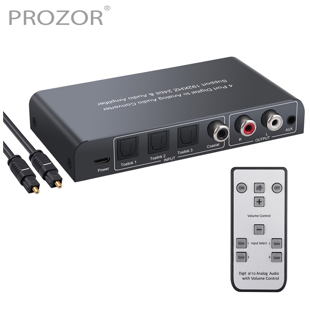 Prozor Digitaal Naar Analoog Dac Audio Converter 3 Optische Spdif Toslink + 1 Coaxiale Switcher Naar L/R Rca 3.5Mm Hoofdtelefoon Met Afstandsbediening