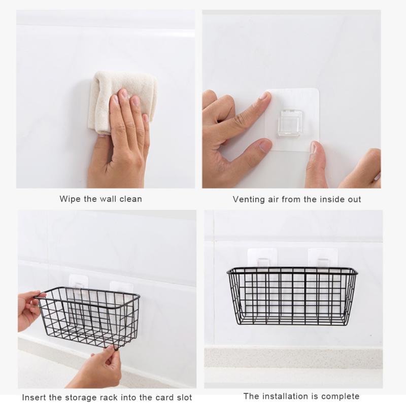 1pc Iron Wire Storage Basket Organizer Kitchen BathroomMulti-Purposes Housekeeping Storage Supplies Kitchen Storage