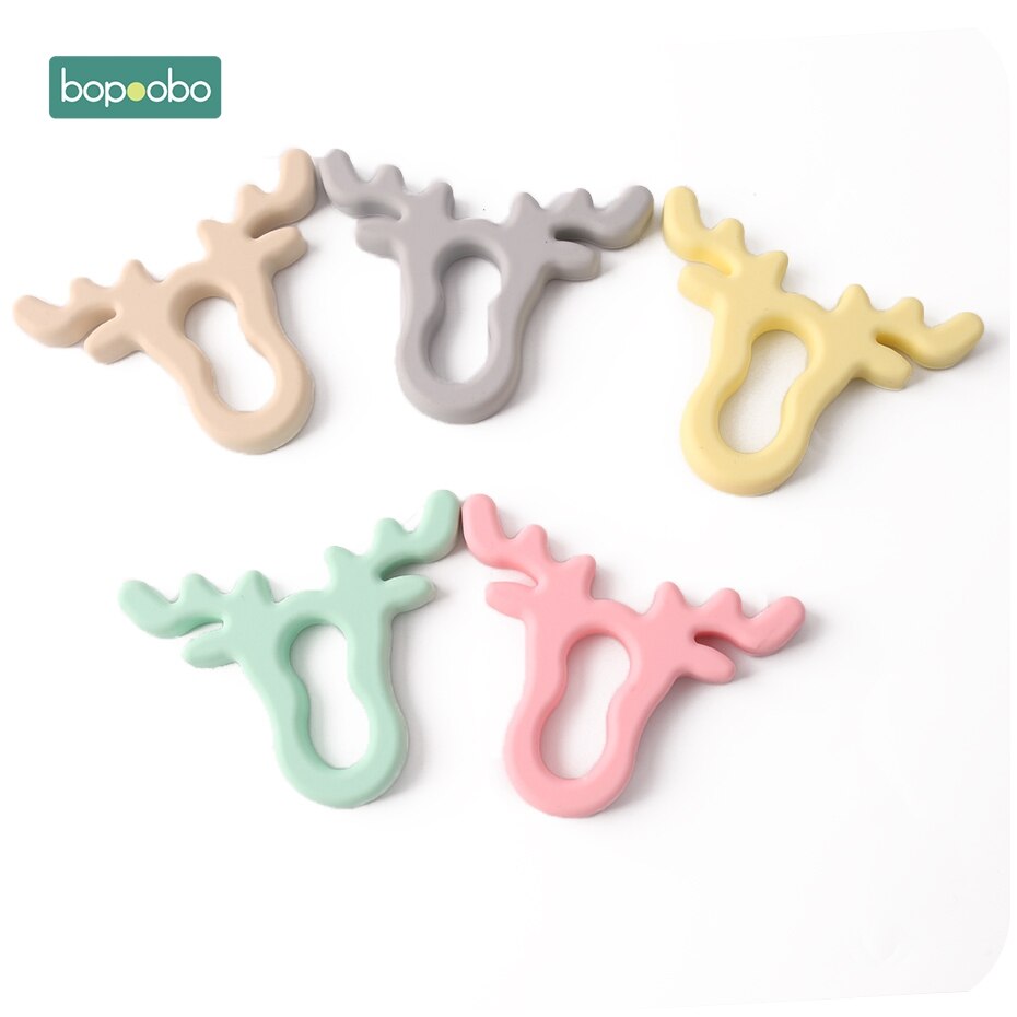 Bopoobo 1pc silikon snöflinga bitring julgran hänge stjärna jul rådjur för baby älg pepparkaka mansbaby bitring