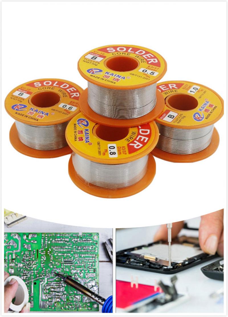 50g/ rollen tin looddraad hars kern flux gevulde soldeerdraad 0.8 mm rollen wegwerp tin soldeerdraad hars kern