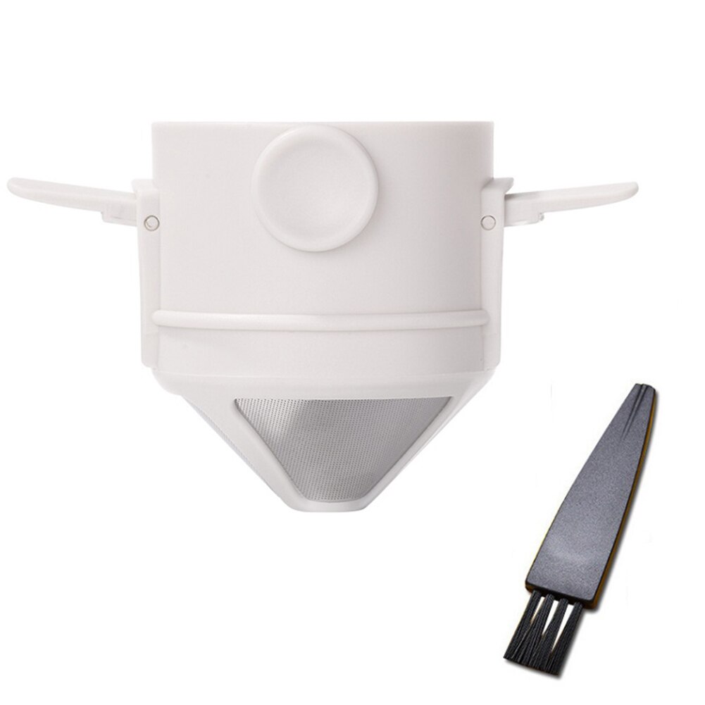 2 stücke Faltbare Kaffee Filter Edelstahl Tropfen Kaffee Tee Halfter Leicht Sauber Wiederverwendbaren Papierlose Gießen Über Kaffee Tropf 1PC: 1pc Weiß mit Bürste