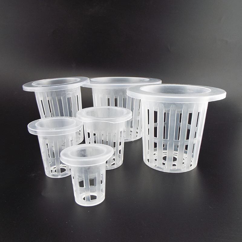 Macetas de malla hidropónica para vivero soporte de cesta de plástico para cultivo de plantas, taza para vivero, plantación de verduras, sin depósito, 50 Uds.