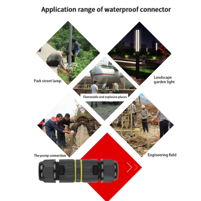IP68 Waterproof Connector m20-2Pin Electrical Terminal Adapter Wire Connector Screw and Soldering Pin connector for LED