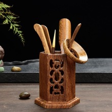 [GRANDNESS] Hexahedron Wenge Wood Cha Dao Set 6 Pieces Tea Utensils Chinese Kungfu Tea Ceremony ChaDao Tools Set