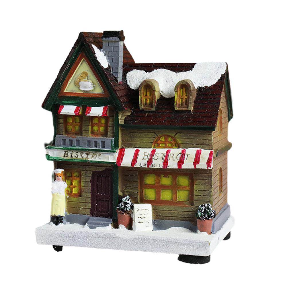 Christmas Decorations Lighthouse Christmas Scene Village Houses Town With Warm White Dream European Style Snow House Kids 1