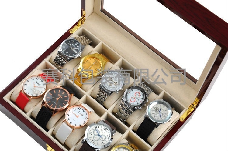 (Speciale Prijs) 10 Slots Hout Horloge Display Dozen Case Licht Rode Houten Horloge Organizer Mechanische Horloge Opslag Gevallen