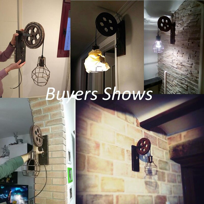 Moderne loft retro lantaarns armaturen katrol wandlamp ophangfitting keuken slaapkamer woonkamer wandlampen bh wandlamp  e27