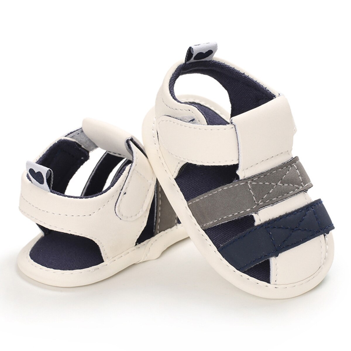 Bébé garçons filles été Rose fleur Petti berceau chaussure souple Style uni sandales 0-18month: Gris / 0-6 mois