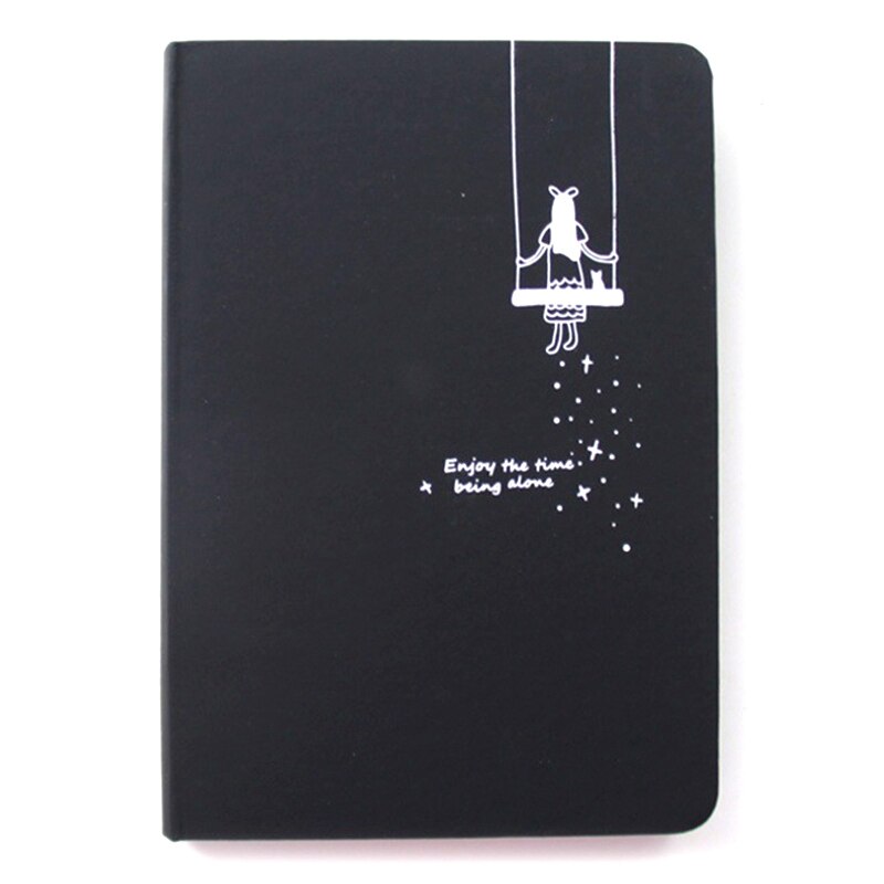 Black Card Notebook Diary DIY Blank Black Paper Sketch Book 96: Swing Girl