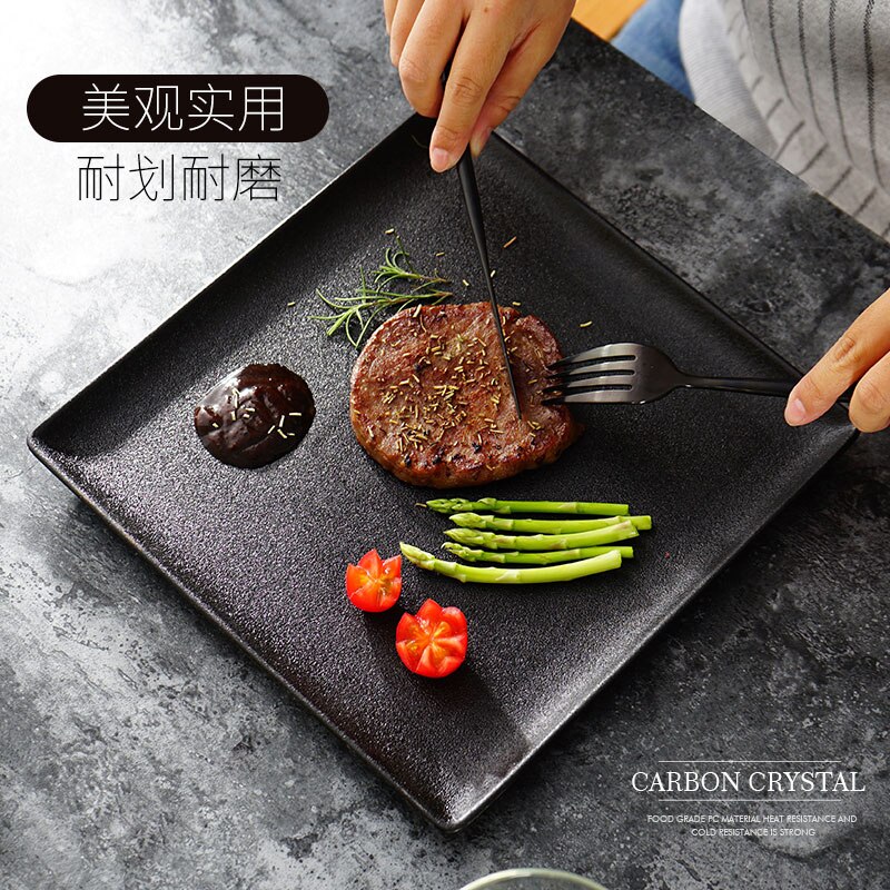 Japanse Balck Keramiek Blakefast Plaat Steak Plaat Dessert Lade Taart Lade Voor Thuis Hotel Restaurant Party