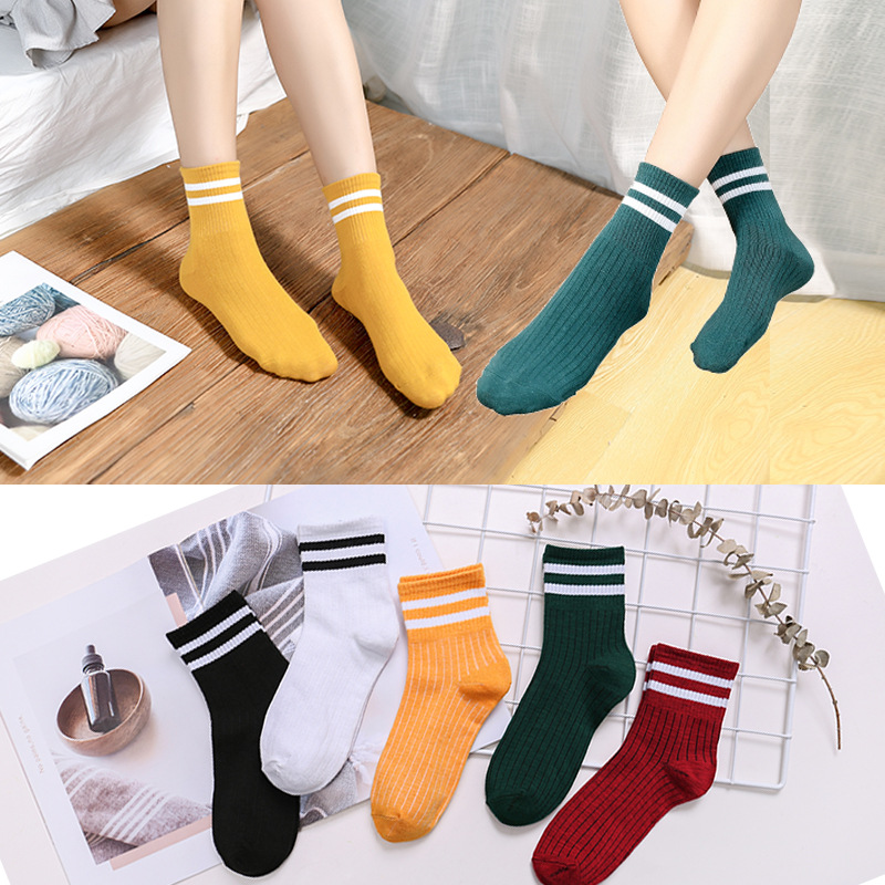 1 Pair Style Cute Women's Casual Stripe Cotton Comfortable Ventilation Korean Edition Cotton Socks