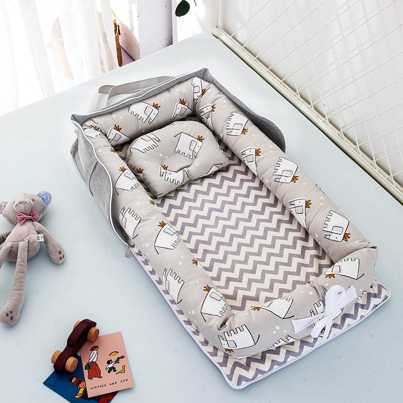 Abnehmbare Baby Nest Bettwäsche Stoßstange Neugeborenes Reise Matratze Schläfer Zaun 85x45cm: 10