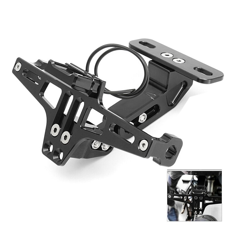 Support de support de plaque d'immatriculation de moto de cadre de commande numérique par ordinateur avec la lumière de Led réglable pour Yamaha Bws R25 R3 Mt03 Msx: Default Title