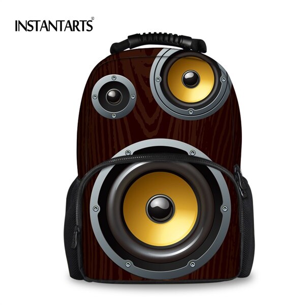 INSTANTARTS Boys Felt Backpacks for Children School Bag 3D Loud Speaker Printing Travel Shoulder Bags Casual Laptop Ruacksacks: CC2387A