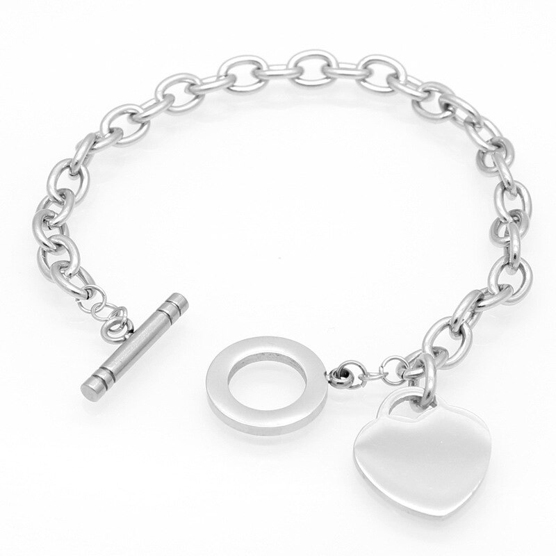 Venda quente fivela design pulseira de aço inoxidável amor coração pulseiras para mulheres rosa ouro cor pulseira femme presente