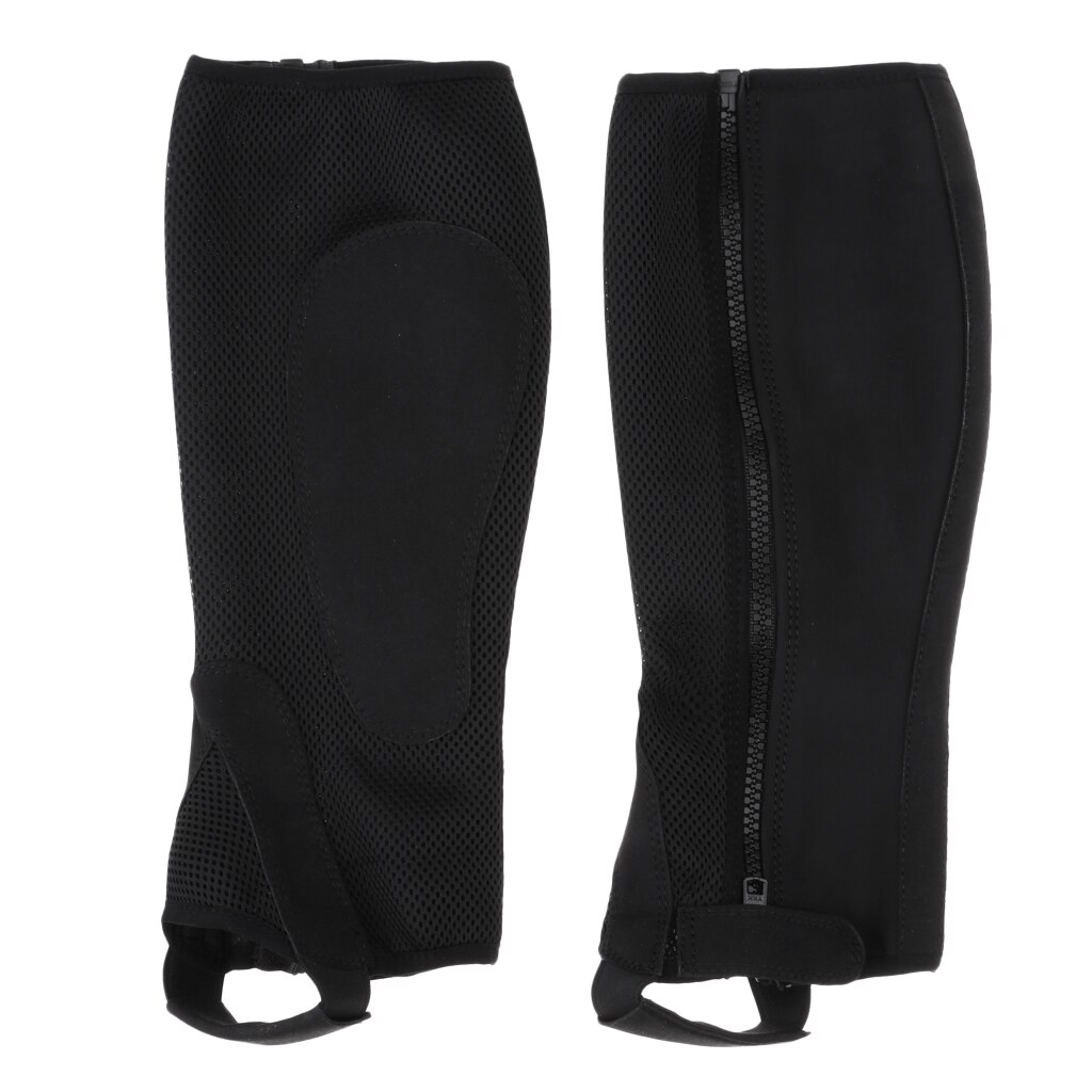 Polainas cómodas con broches y cierre de cremallera para hombres, mujeres y niños, protector de piernas deportivo, color negro