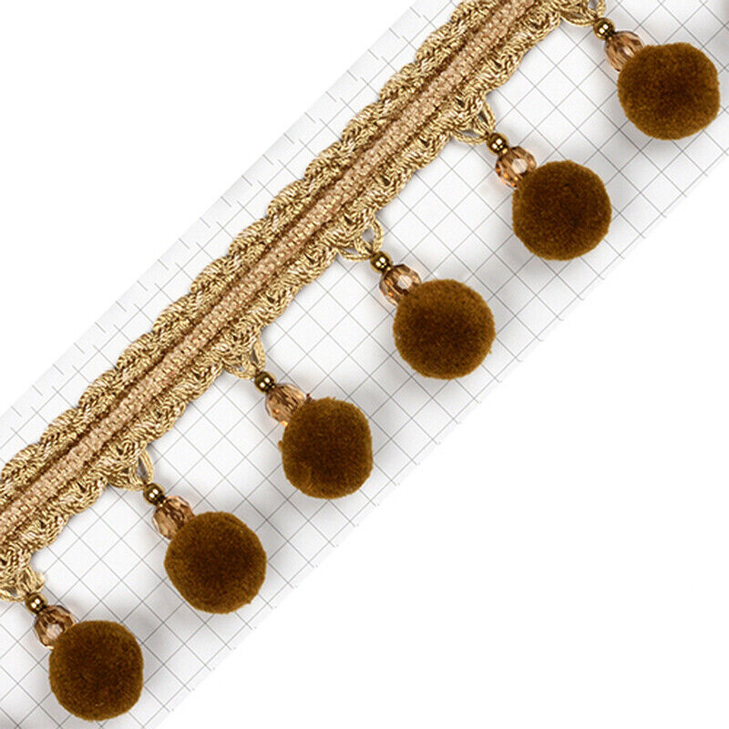 1M Vorhang Quaste Pom Pom Kugeln Trimmen Bommel trimmen Kristall Randbereich DIY NäHenne Band Material Hause Dekorative Zubehör: Gelb