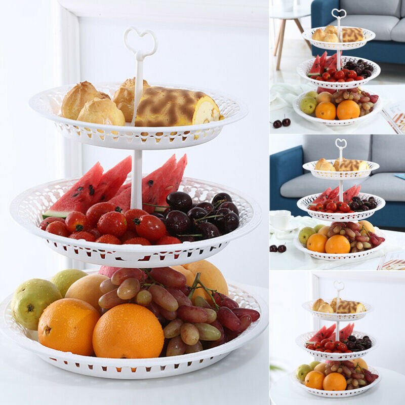 3 Tier Grid Cake Stand Set Cupcake Dessert Round Display Tray Rack Plastic Tower Plate Wedding Decoration Kitchen Cake Tools
