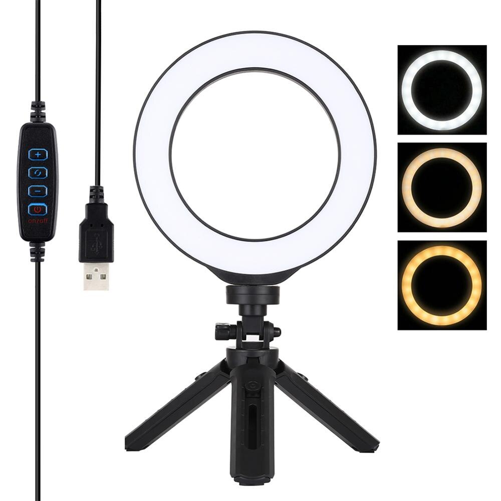 LED Selfie Ring Light with Tripod USB Selfie Light Ring Lamp Big Photography Ringlight for Girls Make up with Stand