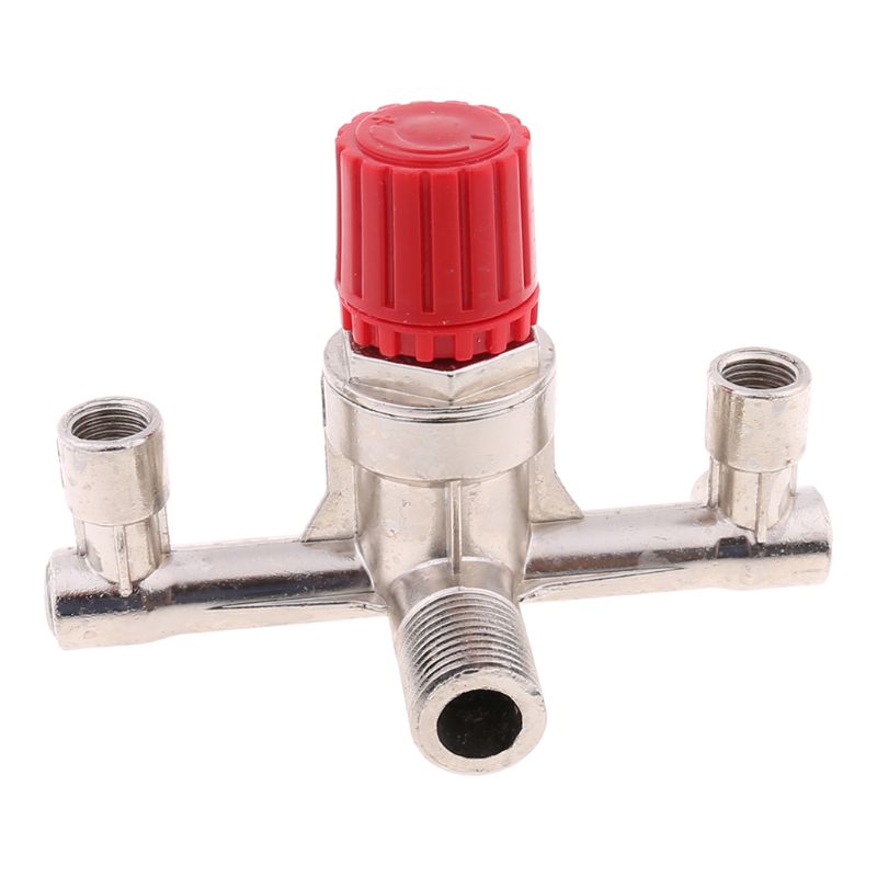 Double Outlet Tube Alloy Air Compressor Switch Pressure Regulator Valve Fitting Part Accessories with V-ring 3 Heads Adjustable