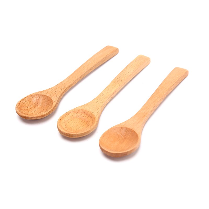 1pc små mini træ runde bambus skeer suppe te kaffe salt ske marmelade scoop diy køkken køkkenredskab værktøj bestik!