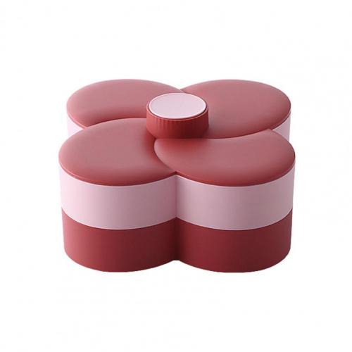 Plateau à collation en forme de fleur Double couche PP assiette de fruits secs pas facilement déformable pour Restaurant , directe,: Red Pink