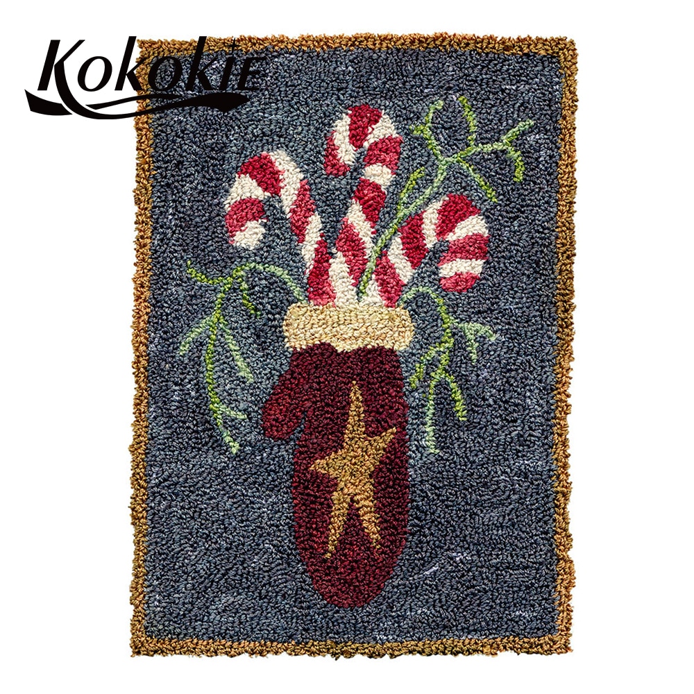 Kerst tapestry kits diy tapijt klink haak kleed canvas afdrukken vloerklee foamiran voor handwerken tapijt borduurwerk kit