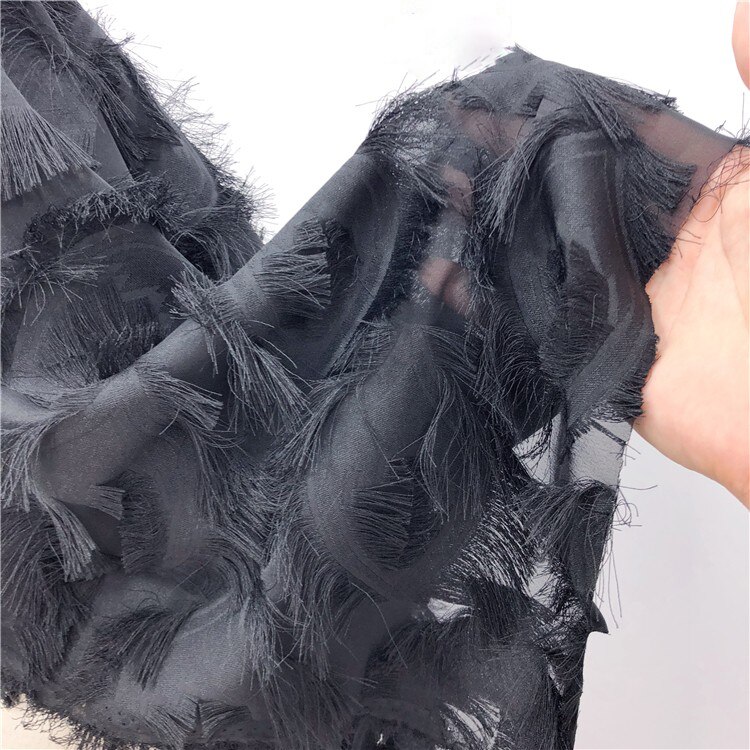 Écran ouvert gland jacquard + fleur coupe en mousseline de soie oeil tissu plume coupe gland vêtements tissu