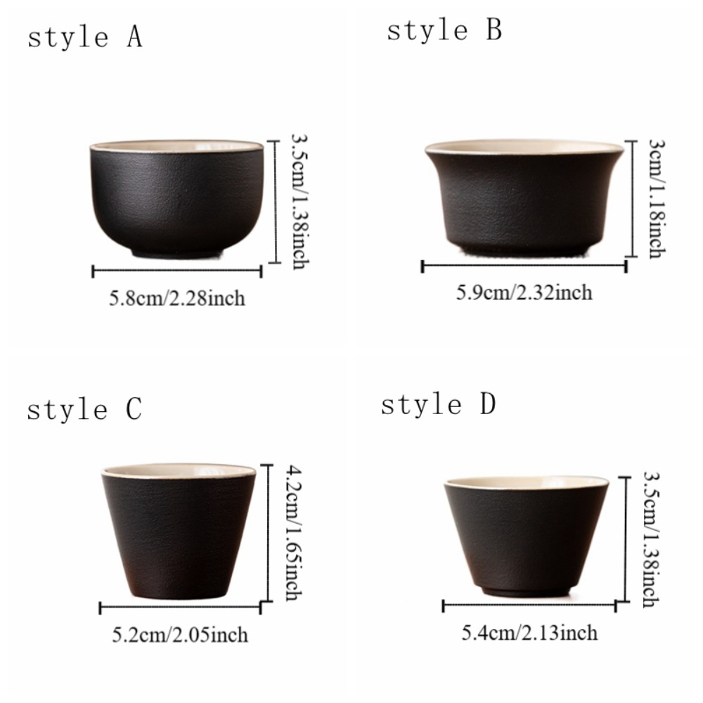 6PCS Drinkware Retro Tea Cup Black Heat-resistant Tea Bowl Luxury Handmade Single Cup Home